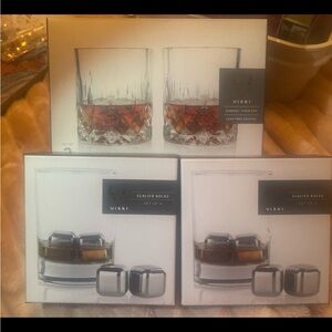 Viski Crystal Glasses and Glacier Rocks Set